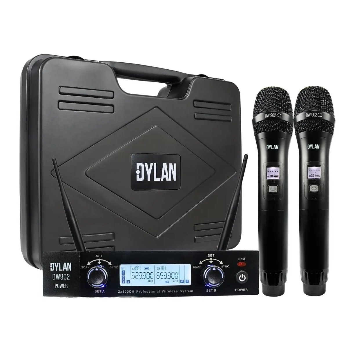 Microfone Sem Fio Duplo Dylan DW 902 Power