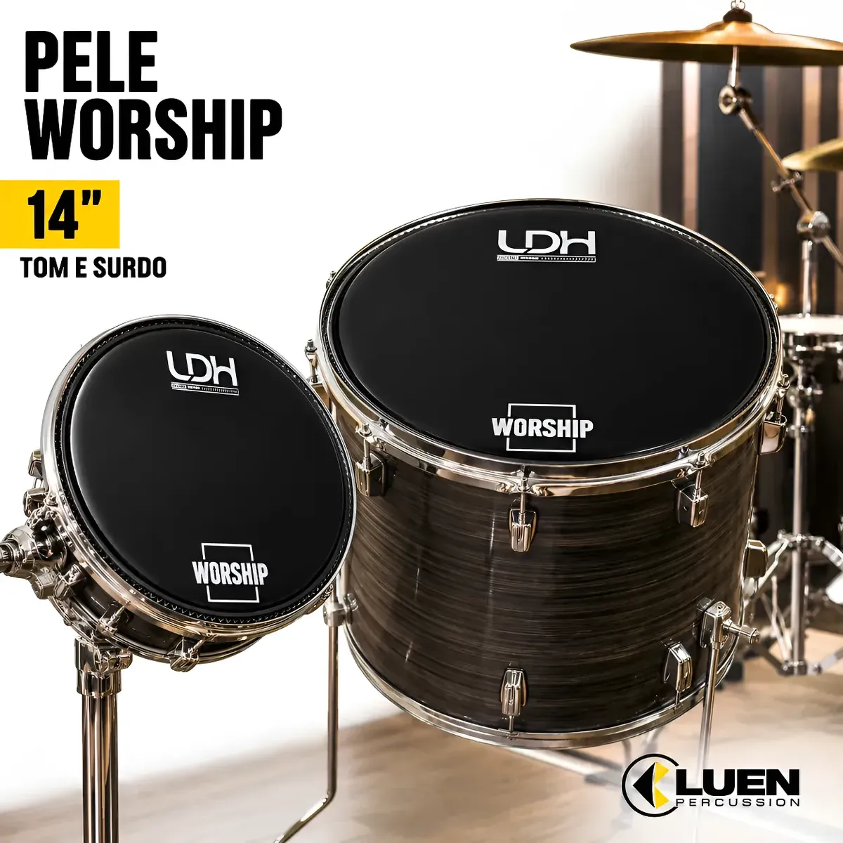 Pele De Bateria Ldh Worship Preta duplo filme14 Pol Luen - Imagem 4